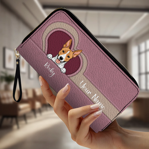 Custom Long Wallet – Personalized 1–2 Dogs Design, Basic Pattern Wallet Gift for Dog Lovers - 89Prints