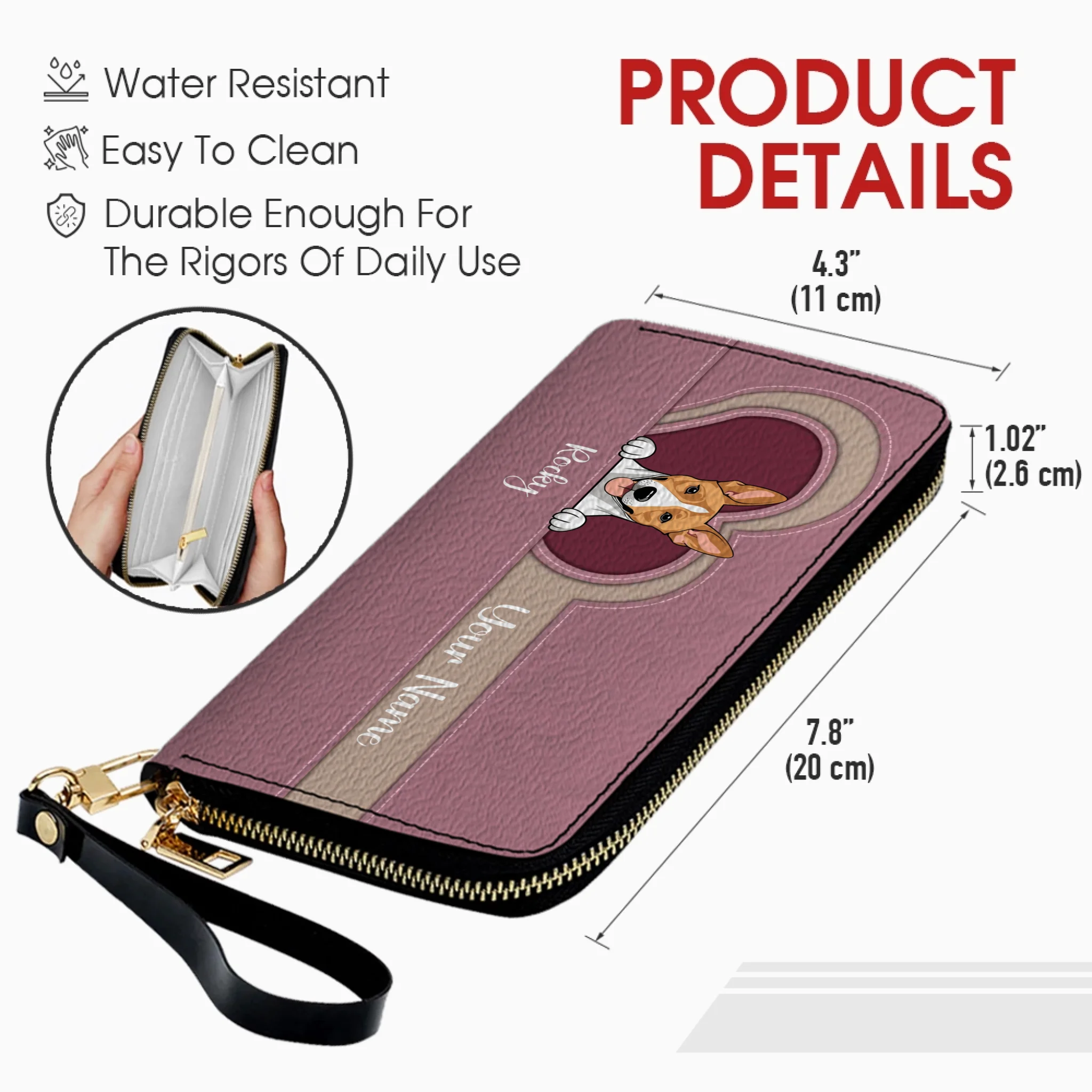 Custom Long Wallet – Personalized 1–2 Dogs Design, Basic Pattern Wallet Gift for Dog Lovers - 89Prints