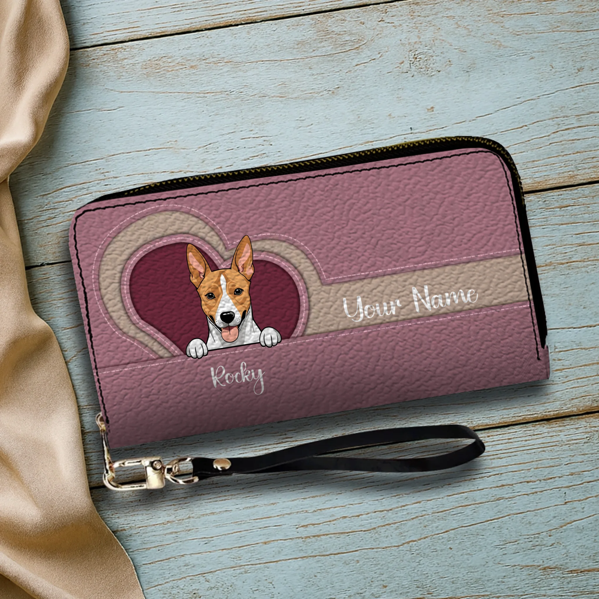 Custom Long Wallet – Personalized 1–2 Dogs Design, Basic Pattern Wallet Gift for Dog Lovers - 89Prints