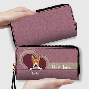Custom Long Wallet – Personalized 1–2 Dogs Design, Basic Pattern Wallet Gift for Dog Lovers - 89Prints