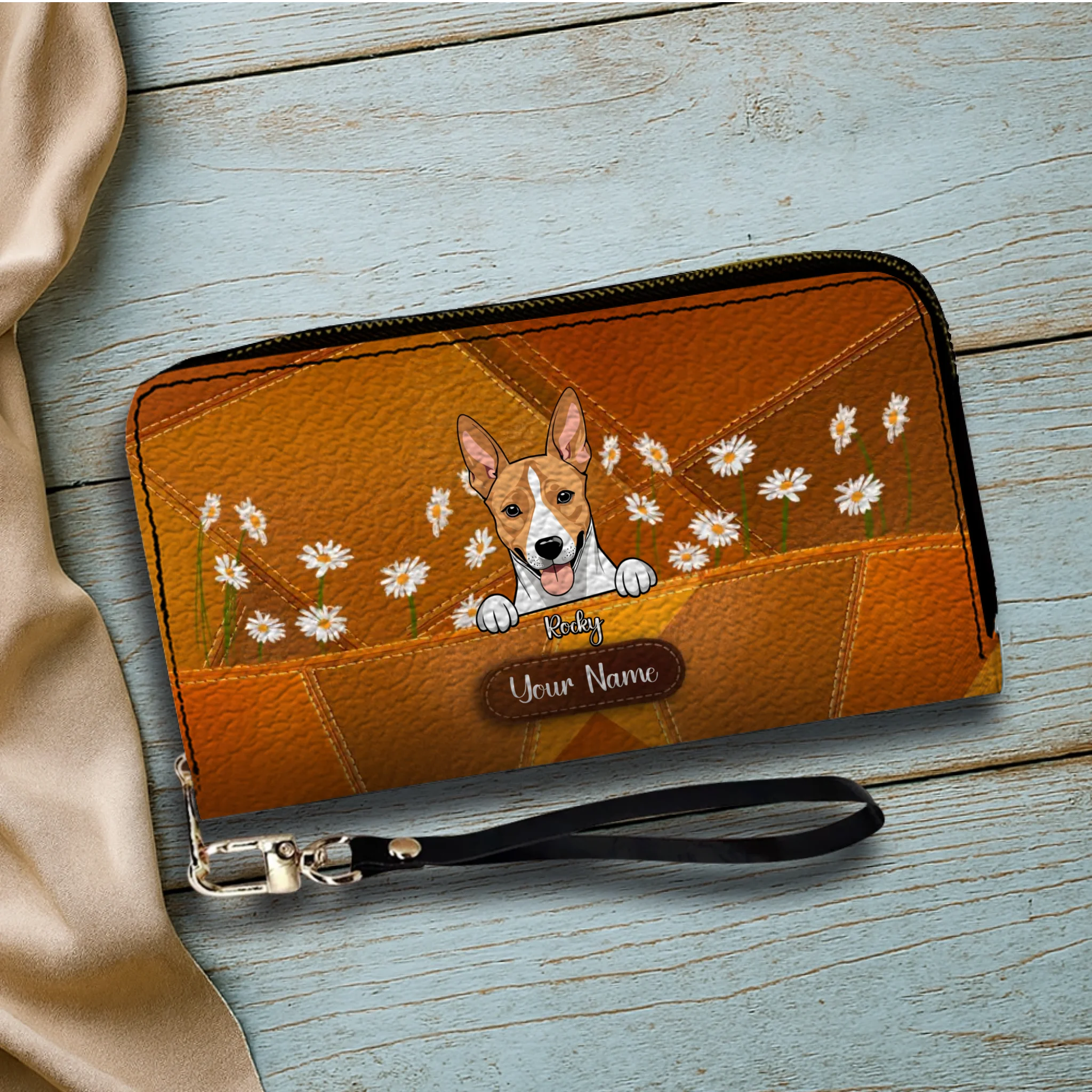 Floral Personalized Pet Wallet – Custom Dog & Cat Portrait with Flowers | 89Prints
