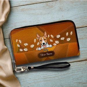 Floral Personalized Pet Wallet – Custom Dog & Cat Portrait with Flowers | 89Prints