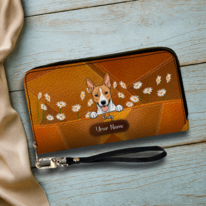 Floral Personalized Pet Wallet – Custom Dog & Cat Portrait with Flowers | 89Prints