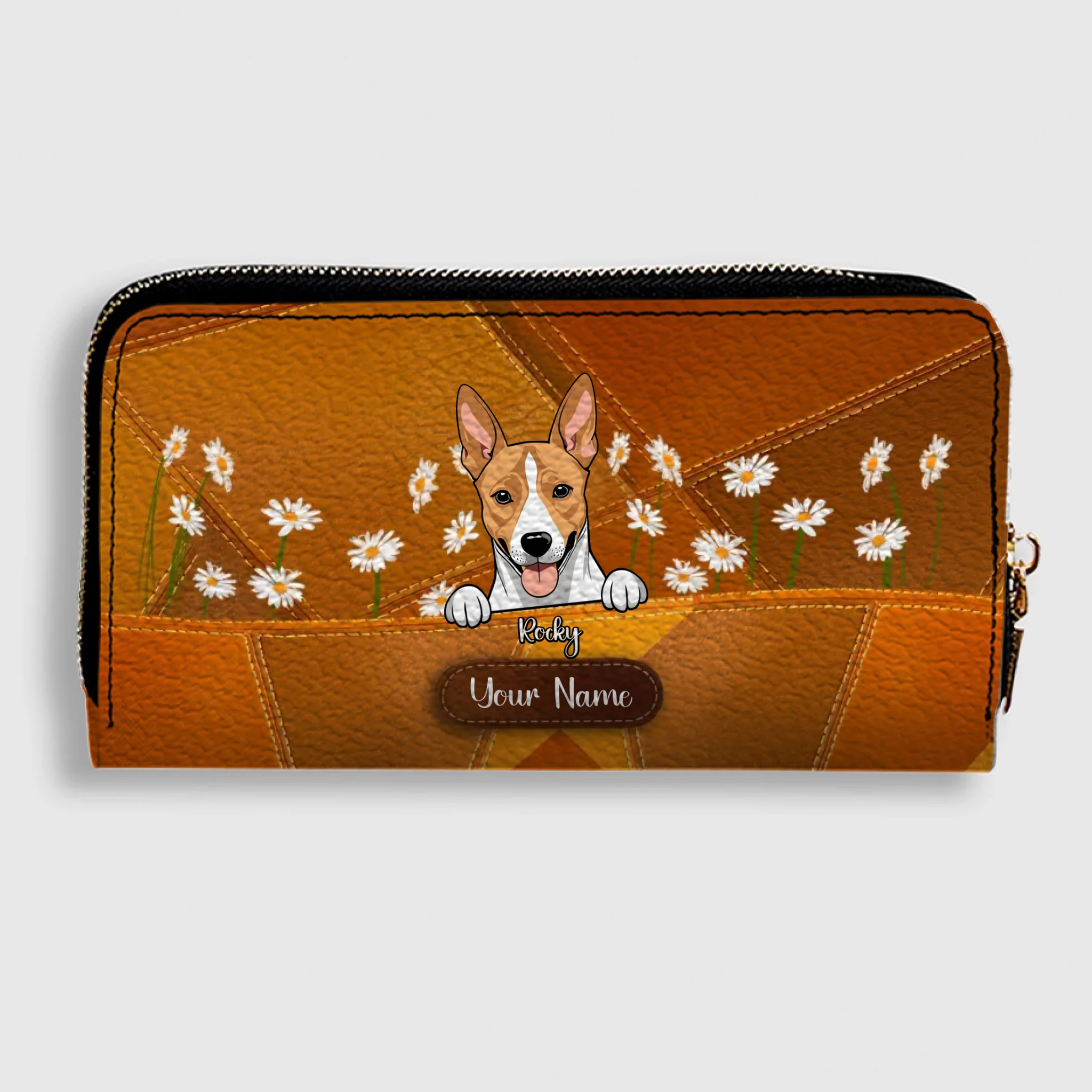 Floral Personalized Pet Wallet – Custom Dog & Cat Portrait with Flowers | 89Prints