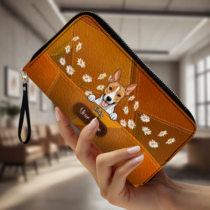 Floral Personalized Pet Wallet – Custom Dog & Cat Portrait with Flowers | 89Prints