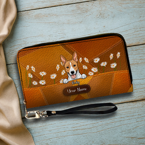 Floral Personalized Pet Wallet – Custom Dog & Cat Portrait with Flowers | 89Prints
