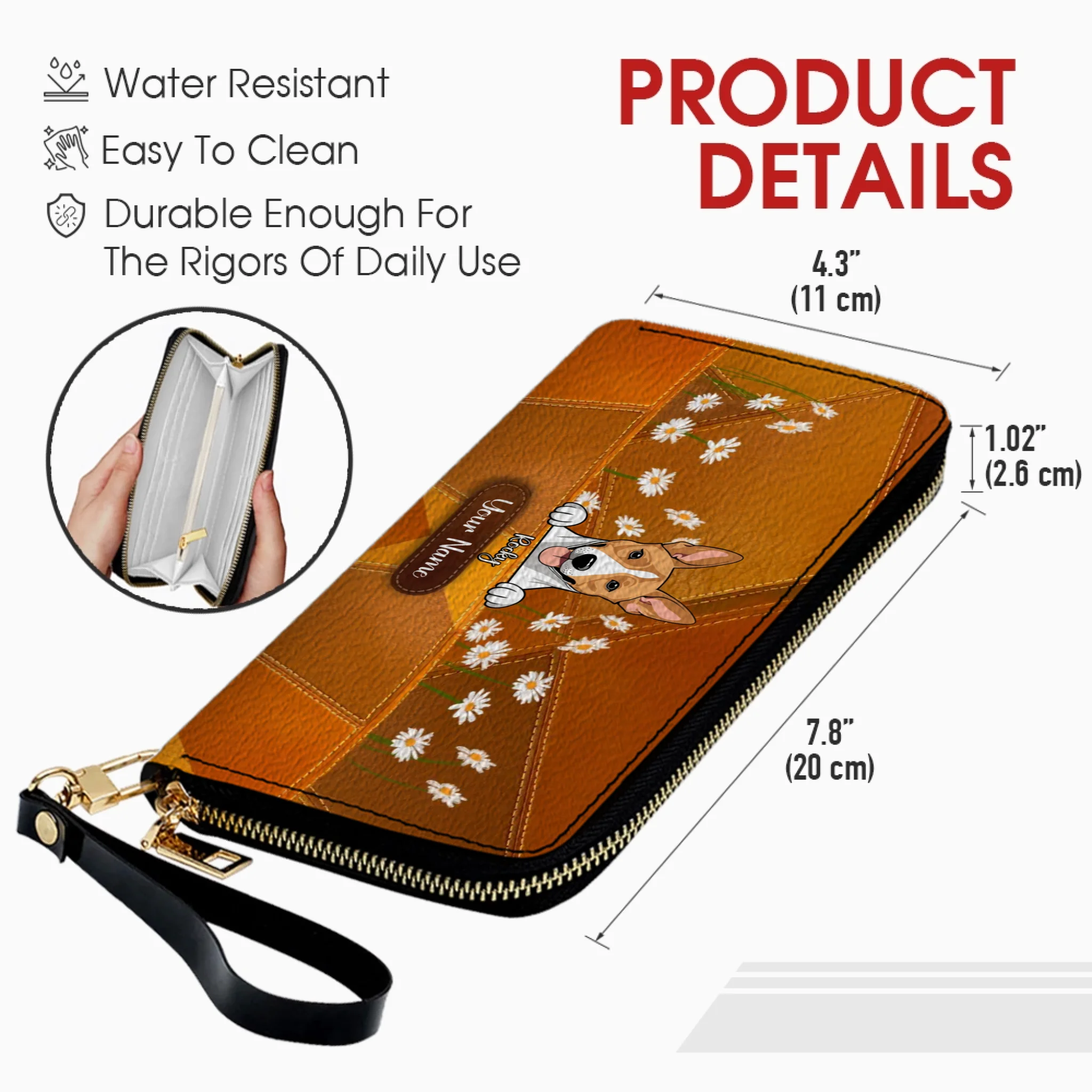 Floral Personalized Pet Wallet – Custom Dog & Cat Portrait with Flowers | 89Prints