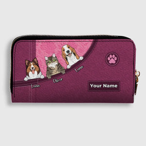 Custom Dog Long Wallet – Personalize 1–3 Dogs with Simple Colorful Backgrounds - 89Prints