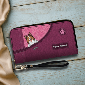 Custom Dog Long Wallet – Personalize 1–3 Dogs with Simple Colorful Backgrounds - 89Prints
