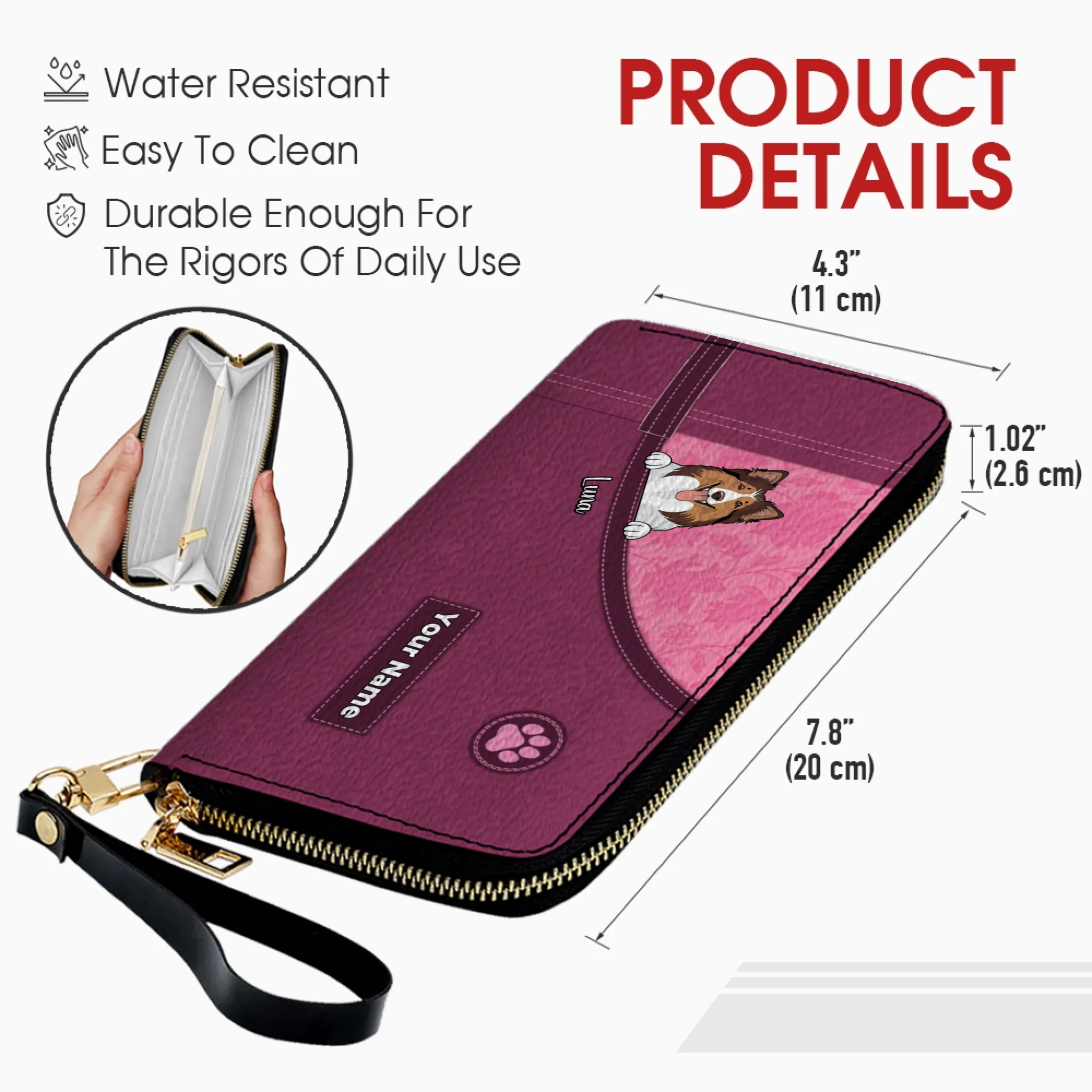 Custom Dog Long Wallet – Personalize 1–3 Dogs with Simple Colorful Backgrounds - 89Prints