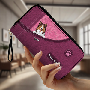 Custom Dog Long Wallet – Personalize 1–3 Dogs with Simple Colorful Backgrounds - 89Prints