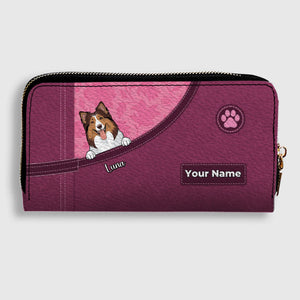 Custom Dog Long Wallet – Personalize 1–3 Dogs with Simple Colorful Backgrounds - 89Prints