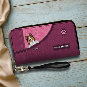 Custom Dog Long Wallet – Personalize 1–3 Dogs with Simple Colorful Backgrounds - 89Prints