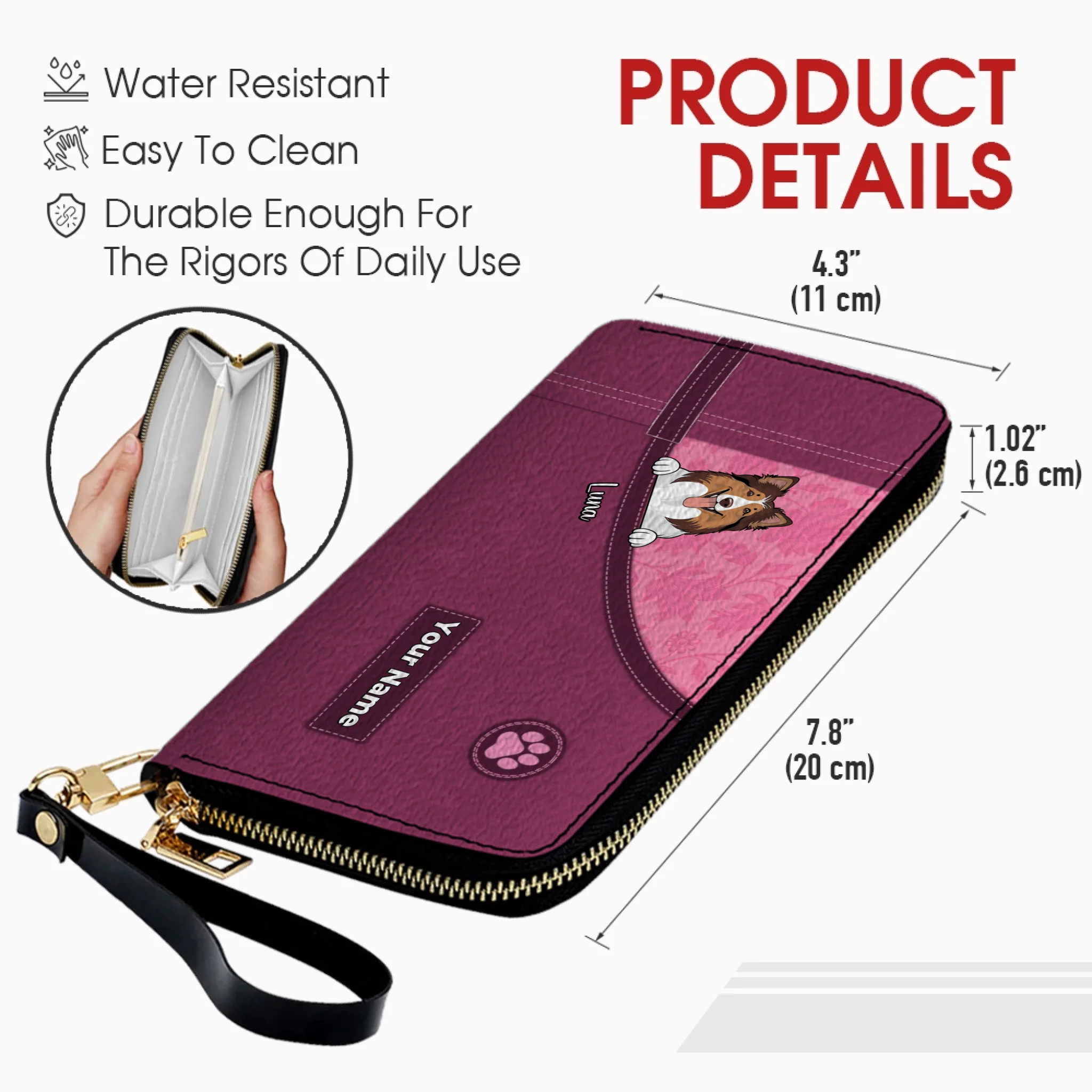 Custom Dog Long Wallet – Personalize 1–3 Dogs with Simple Colorful Backgrounds - 89Prints