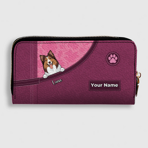 Custom Dog Long Wallet – Personalize 1–3 Dogs with Simple Colorful Backgrounds - 89Prints