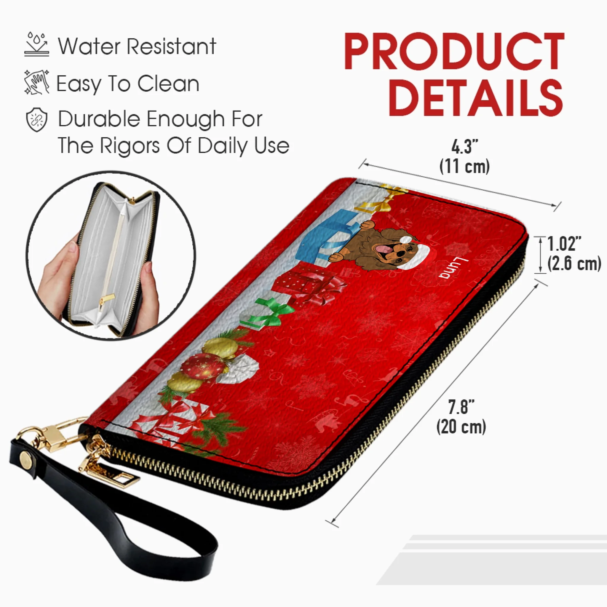 Festive Leather Wallet – Cute Personalized Christmas Gift for Pet Lovers | 89Prints