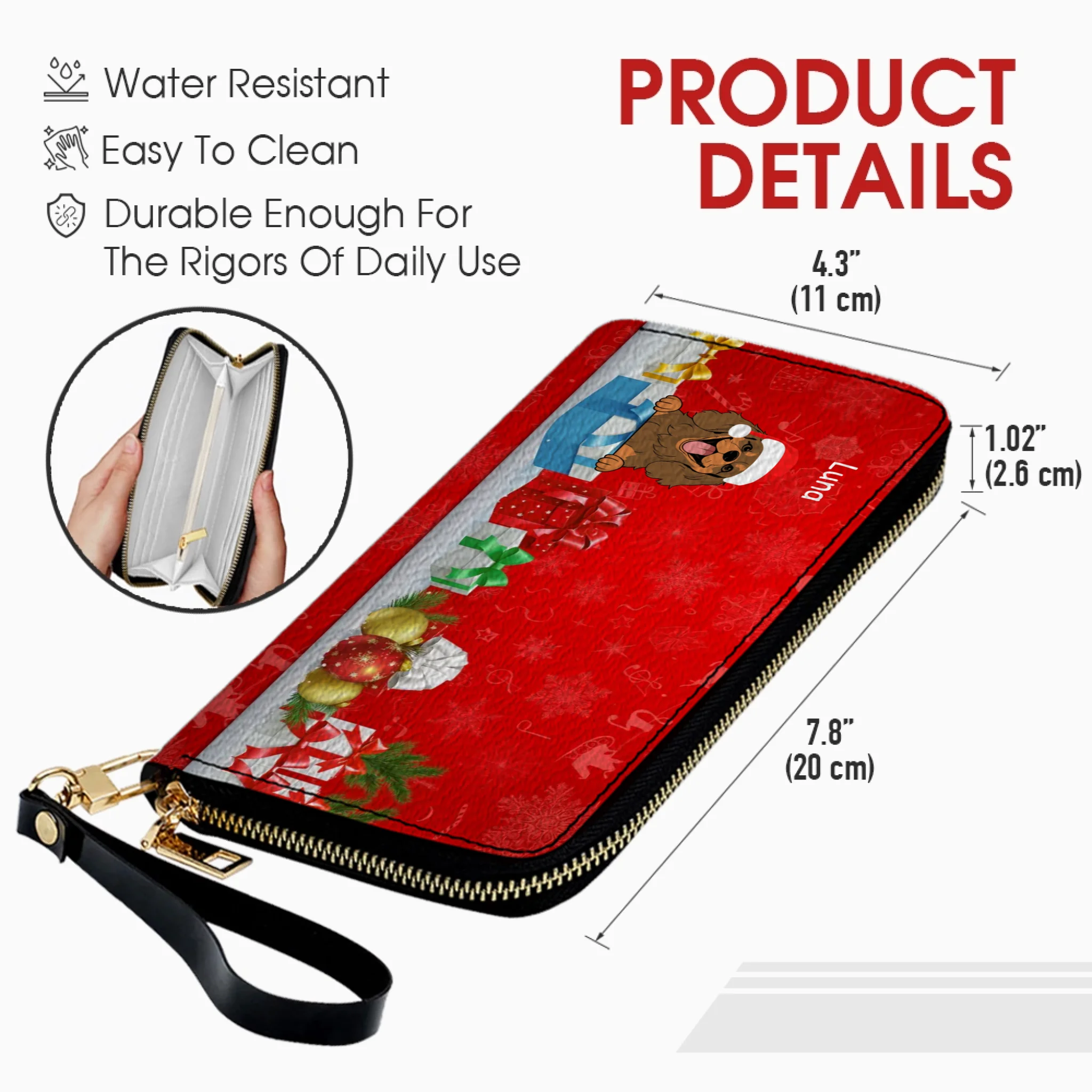 Festive Leather Wallet – Cute Personalized Christmas Gift for Pet Lovers | 89Prints