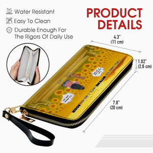 Dog Memorial Wallet – Custom Zipper Long Wallet for Humans and Dogs, Sunflower Background Memorial Wallet - 89Prints