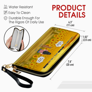 Dog Memorial Wallet – Custom Zipper Long Wallet for Humans and Dogs, Sunflower Background Memorial Wallet - 89Prints