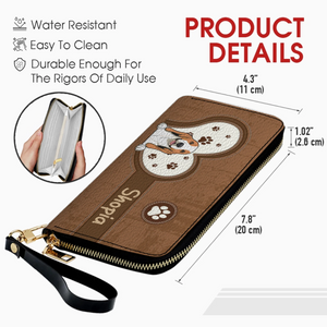 Personalized Dog Wallet for Pet Lovers – Cartoon Dog & Heart Paw, Zip Closure - 89Prints