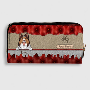 Custom Dog Leather Long Wallet – Add 1–3 Pets, Pick Breeds, Personalized Pet Lover Gift - 89Prints