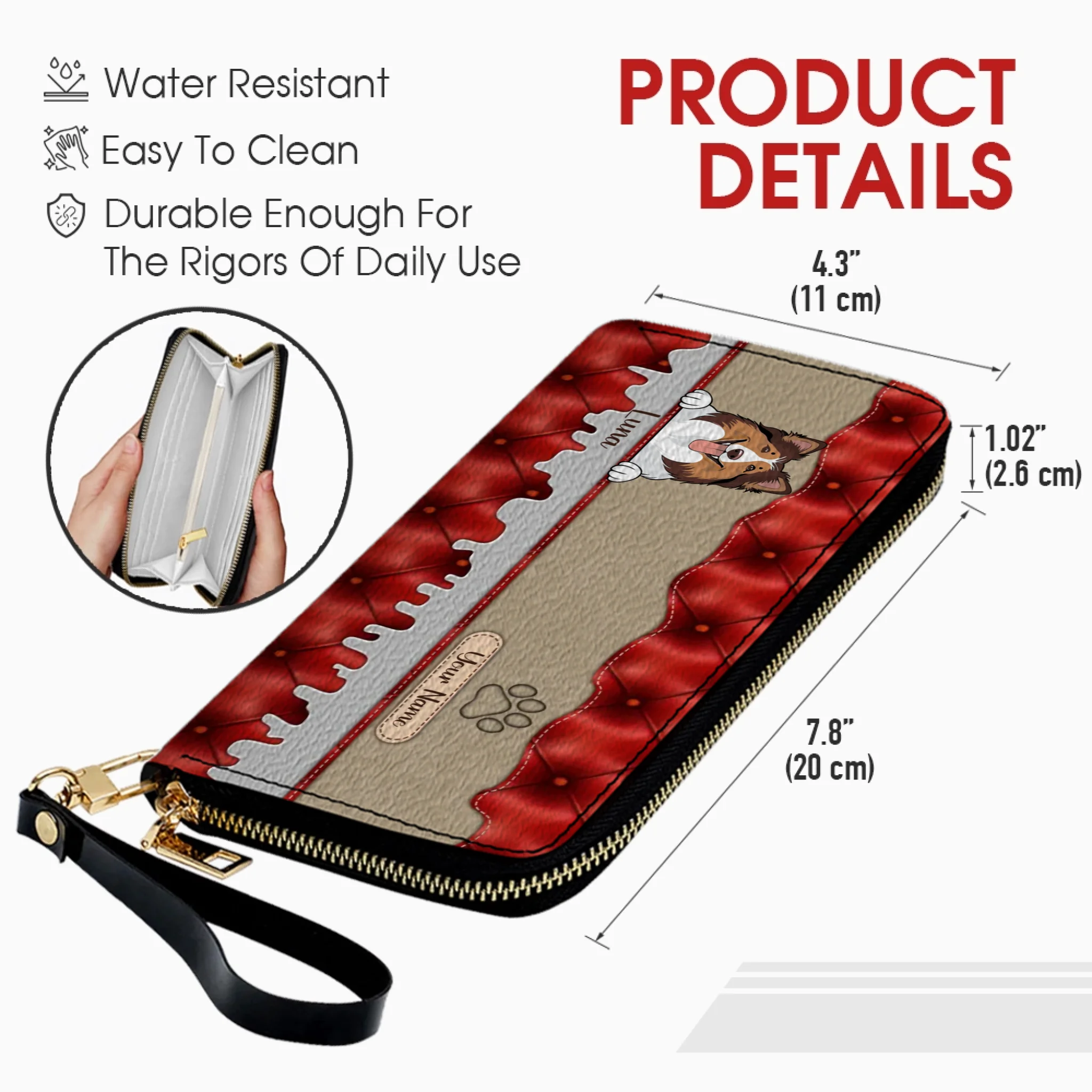 Custom Dog Leather Long Wallet – Add 1–3 Pets, Pick Breeds, Personalized Pet Lover Gift - 89Prints