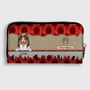 Custom Dog Leather Long Wallet – Add 1–3 Pets, Pick Breeds, Personalized Pet Lover Gift - 89Prints
