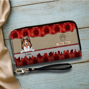 Custom Dog Leather Long Wallet – Add 1–3 Pets, Pick Breeds, Personalized Pet Lover Gift - 89Prints