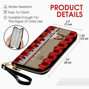 Custom Dog Leather Long Wallet – Add 1–3 Pets, Pick Breeds, Personalized Pet Lover Gift - 89Prints