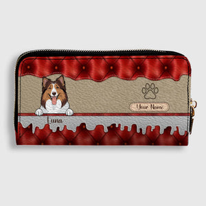 Custom Dog Leather Long Wallet – Add 1–3 Pets, Pick Breeds, Personalized Pet Lover Gift - 89Prints