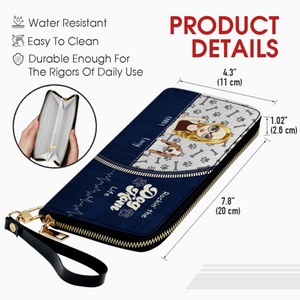 Personalized Dog Mom Wallet – Custom Girl & Dog Illustration Zip Wallet - 89Prints