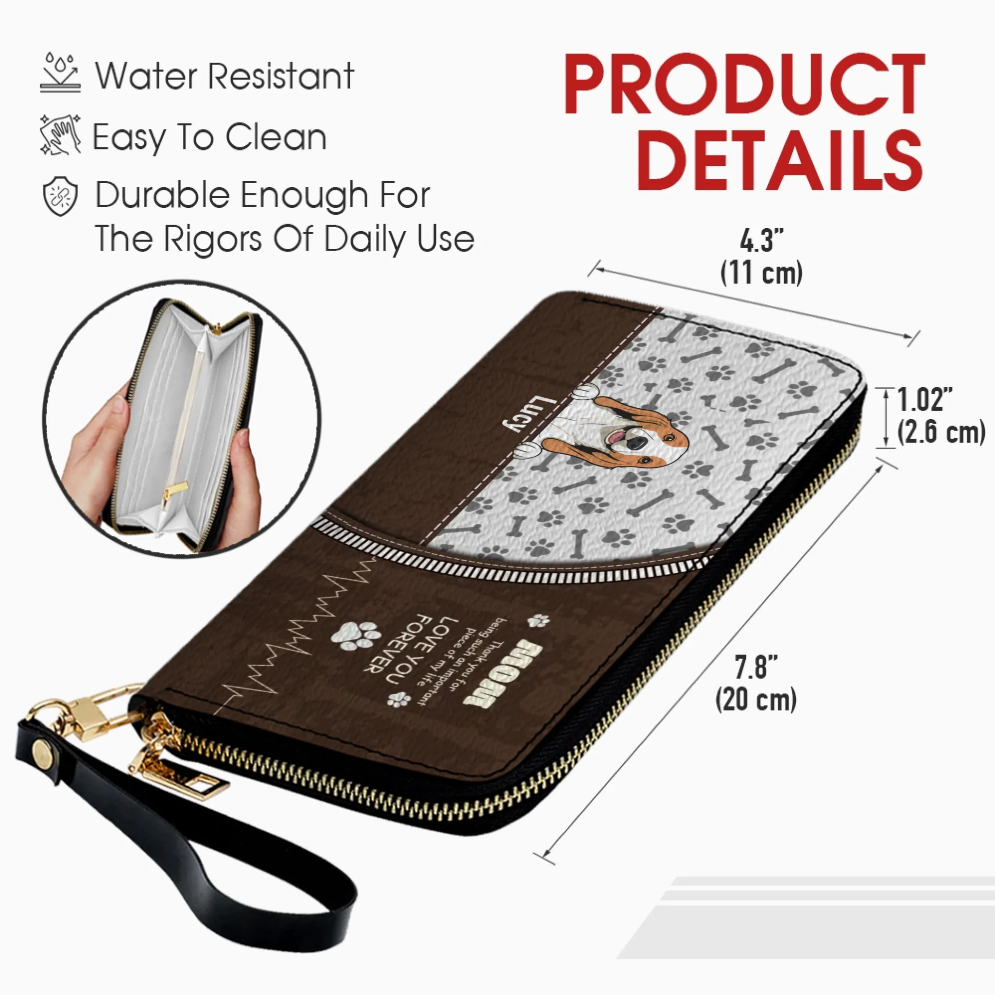 Custom Dog Leather Long Wallet – Add Your Cute Pup & Personalized Name, Perfect Gift for Pet Lovers - 89Prints