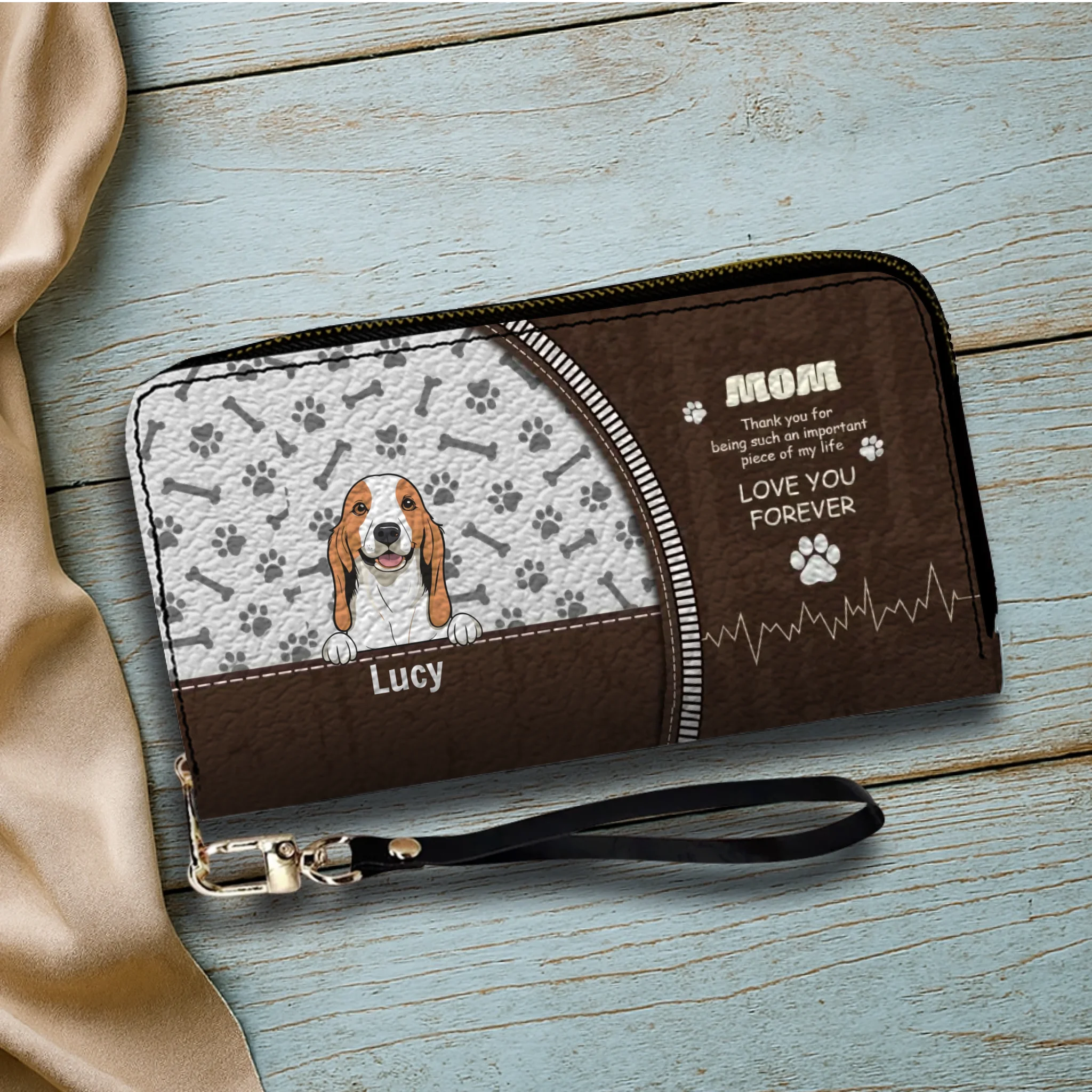 Custom Dog Leather Long Wallet – Add Your Cute Pup & Personalized Name, Perfect Gift for Pet Lovers - 89Prints