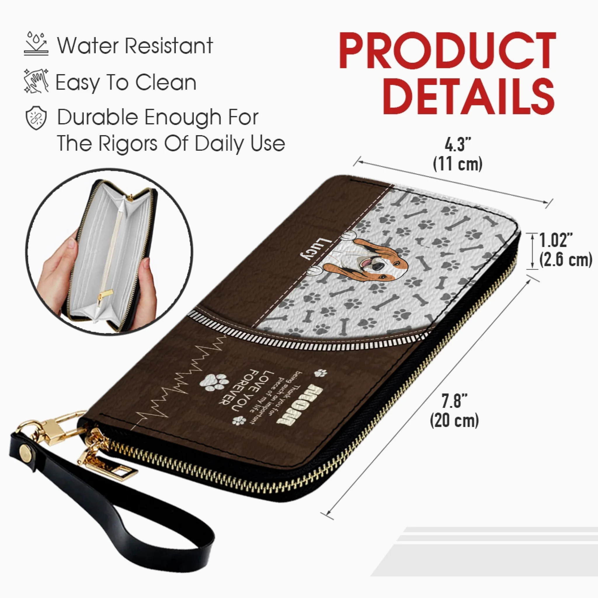 Custom Dog Leather Long Wallet – Add Your Cute Pup & Personalized Name, Perfect Gift for Pet Lovers - 89Prints