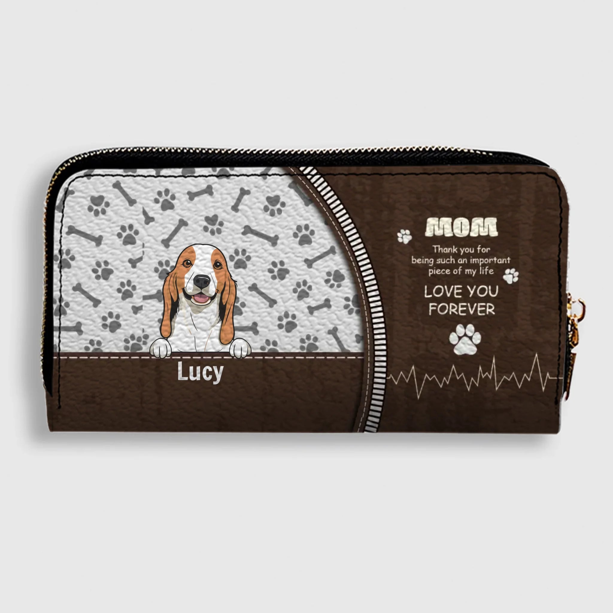 Custom Dog Leather Long Wallet – Add Your Cute Pup & Personalized Name, Perfect Gift for Pet Lovers - 89Prints