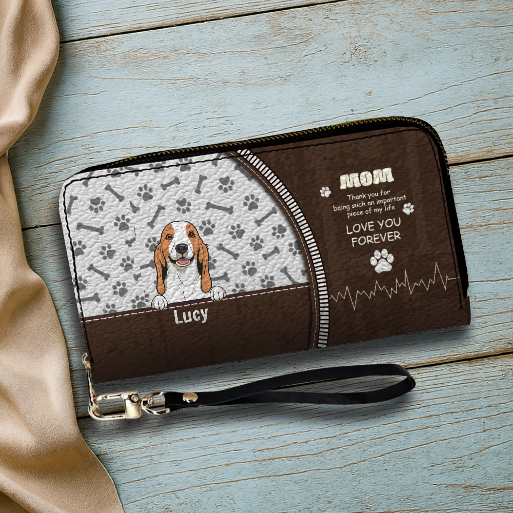 Custom Dog Leather Long Wallet – Add Your Cute Pup & Personalized Name, Perfect Gift for Pet Lovers - 89Prints