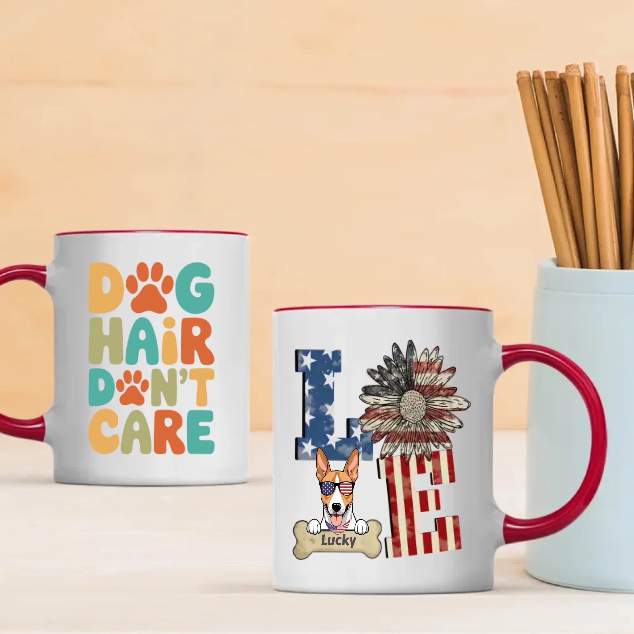 LOVE Dog Mug – Personalized Patriotic Pet Lover Gift – 89Prints