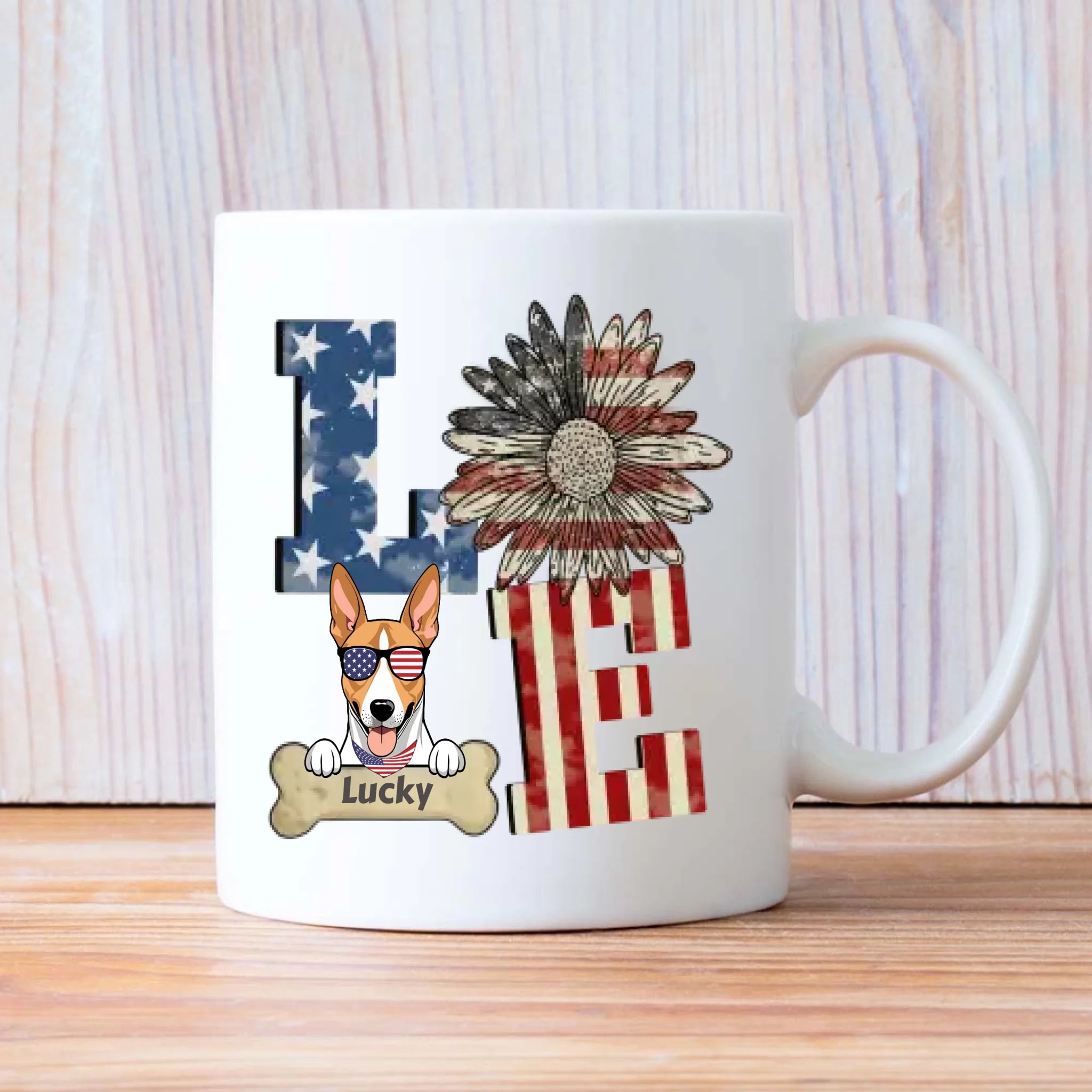 LOVE Dog Mug – Personalized Patriotic Pet Lover Gift – 89Prints