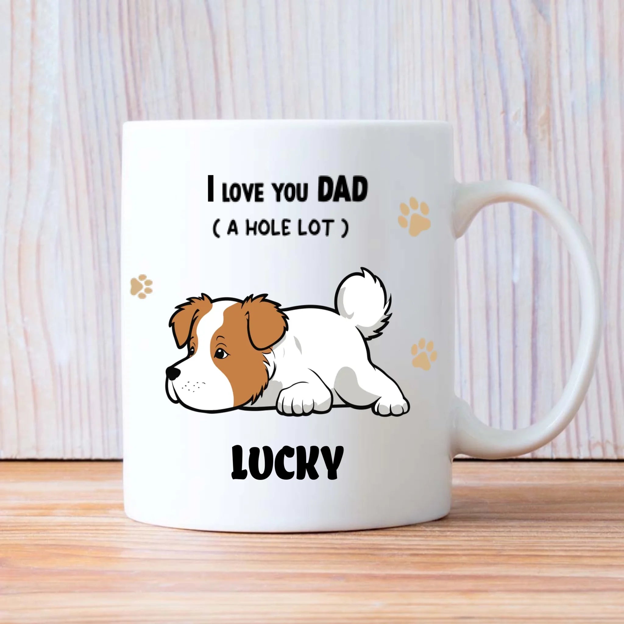 Personalized Dog Mug – I Love You Dad -  Custom Pet Name Gift – 89Prints