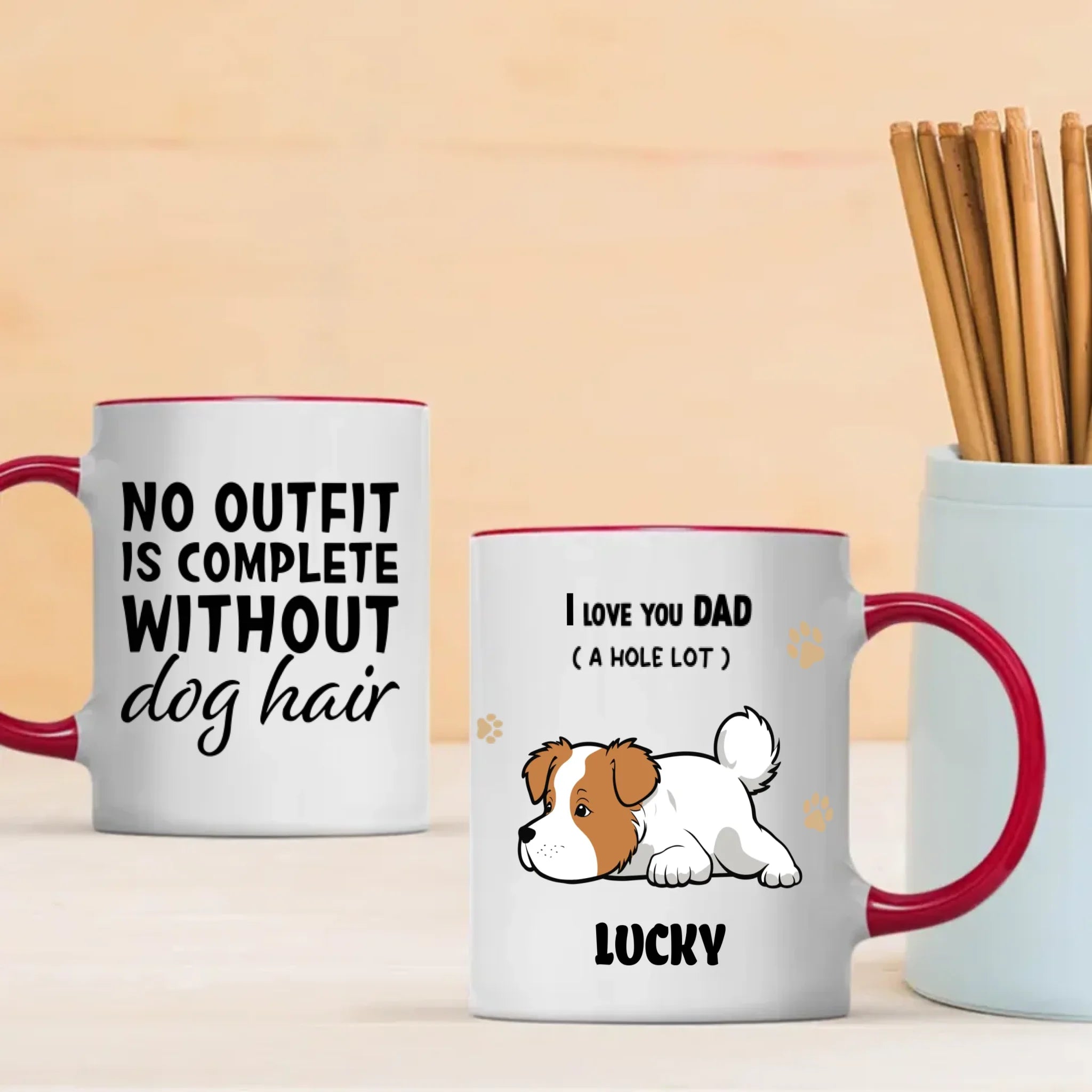 Personalized Dog Mug – I Love You Dad -  Custom Pet Name Gift – 89Prints