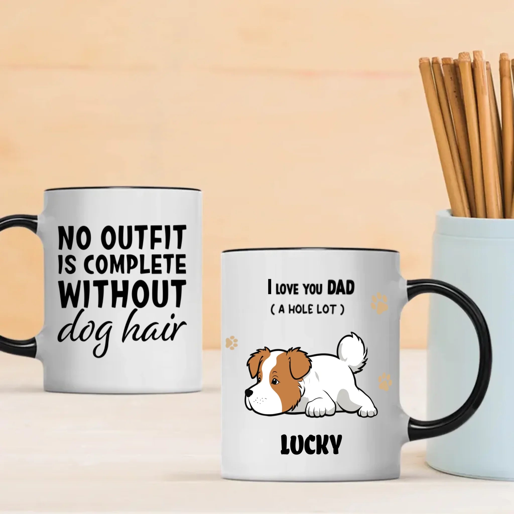 Personalized Dog Mug – I Love You Dad -  Custom Pet Name Gift – 89Prints