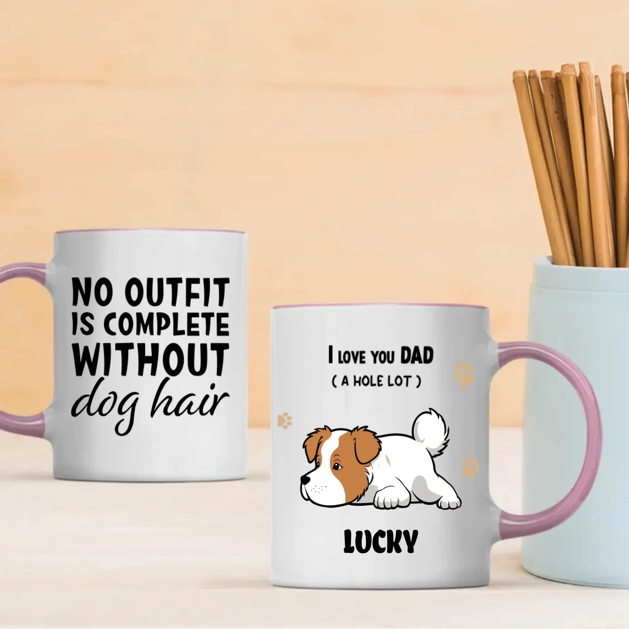 Personalized Dog Mug – I Love You Dad -  Custom Pet Name Gift – 89Prints