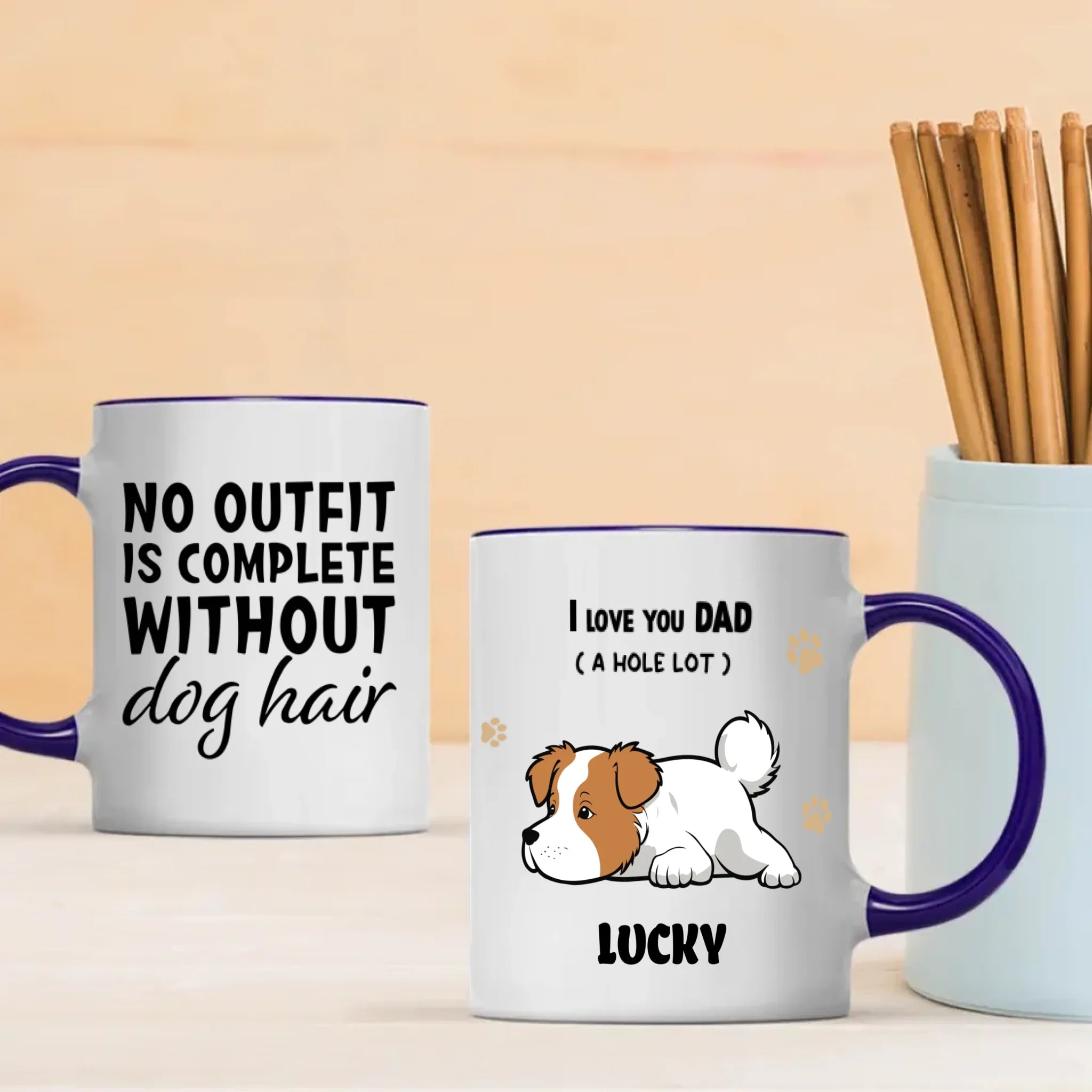 Personalized Dog Mug – I Love You Dad -  Custom Pet Name Gift – 89Prints