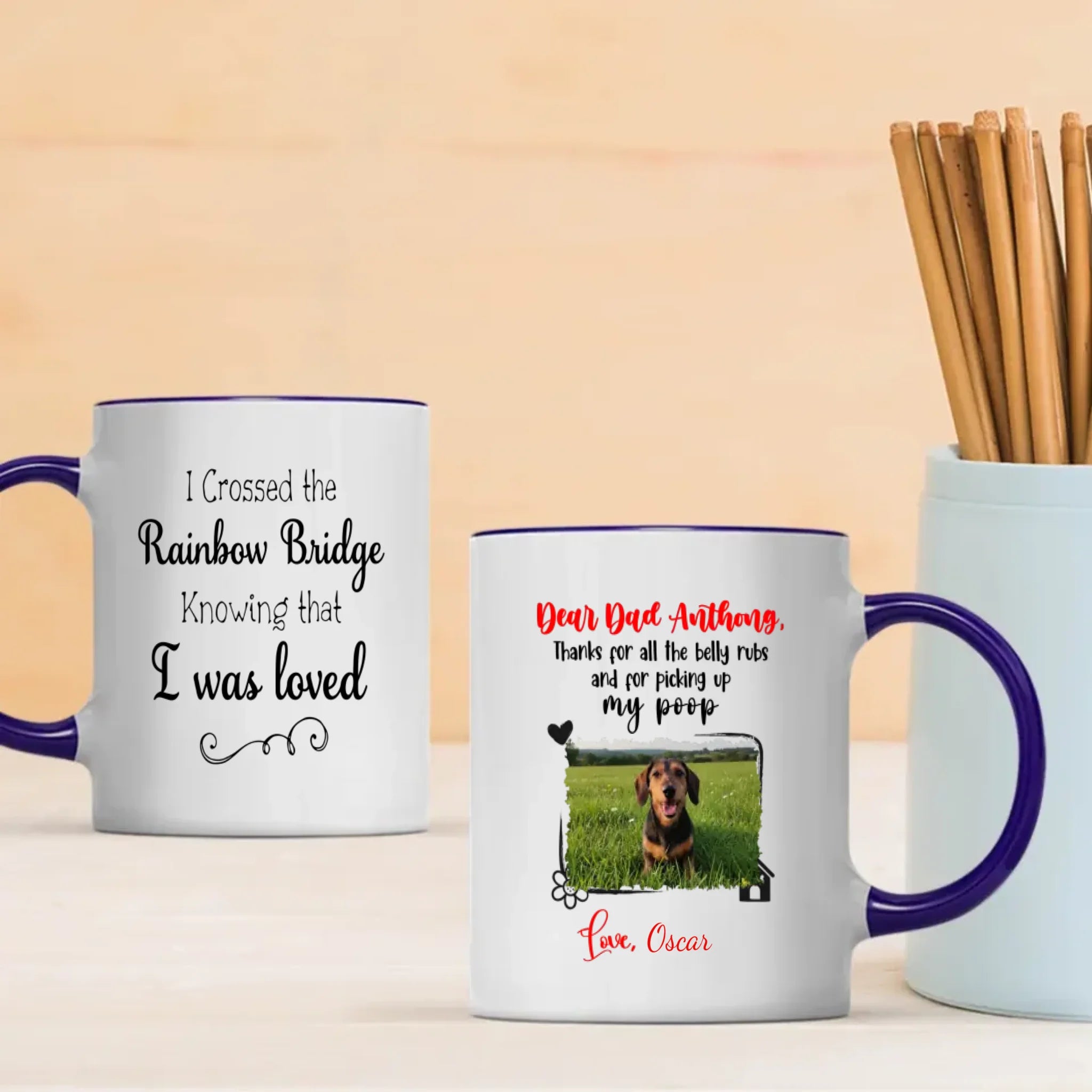 Personalized Dachshund Memorial Mug – Custom Pet Photo & Name Rainbow Bridge Gift – 89Prints