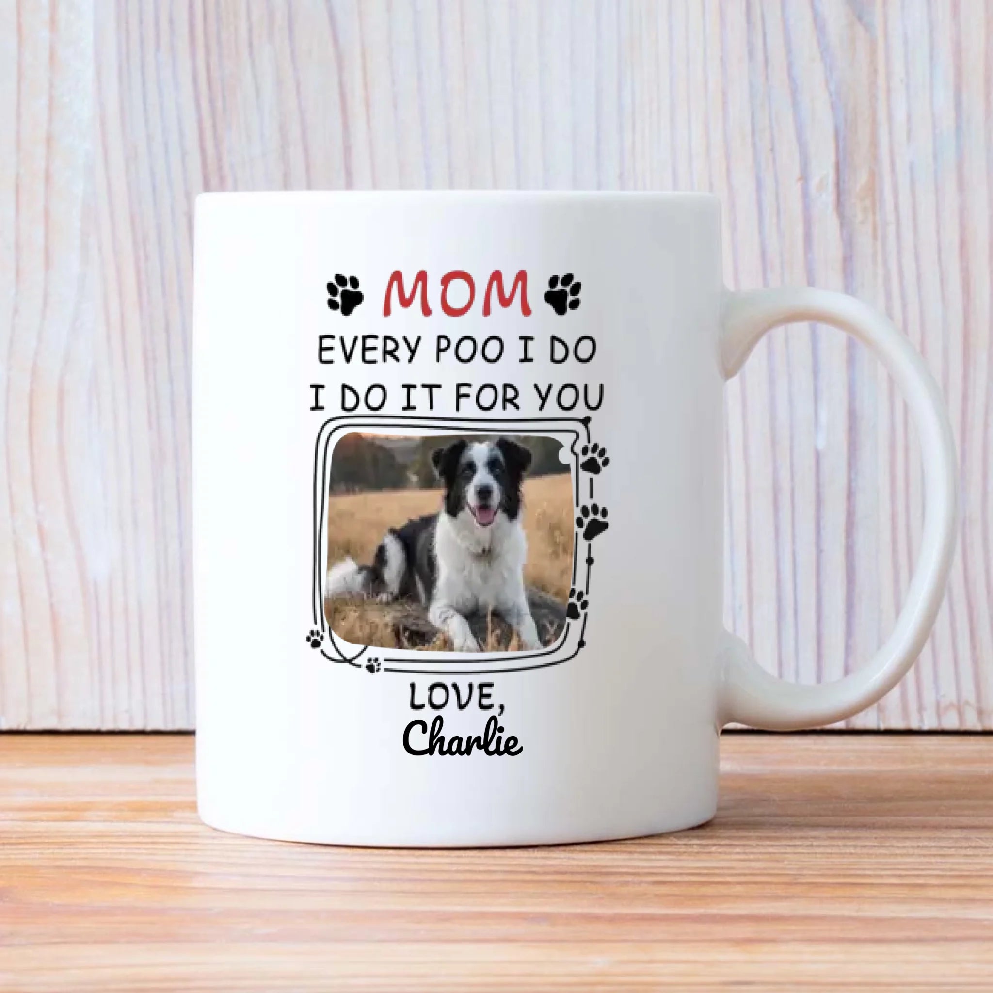 Personalized Dog Mom Mug – Custom Black and White Dog Photo & Name Gift – 89Prints