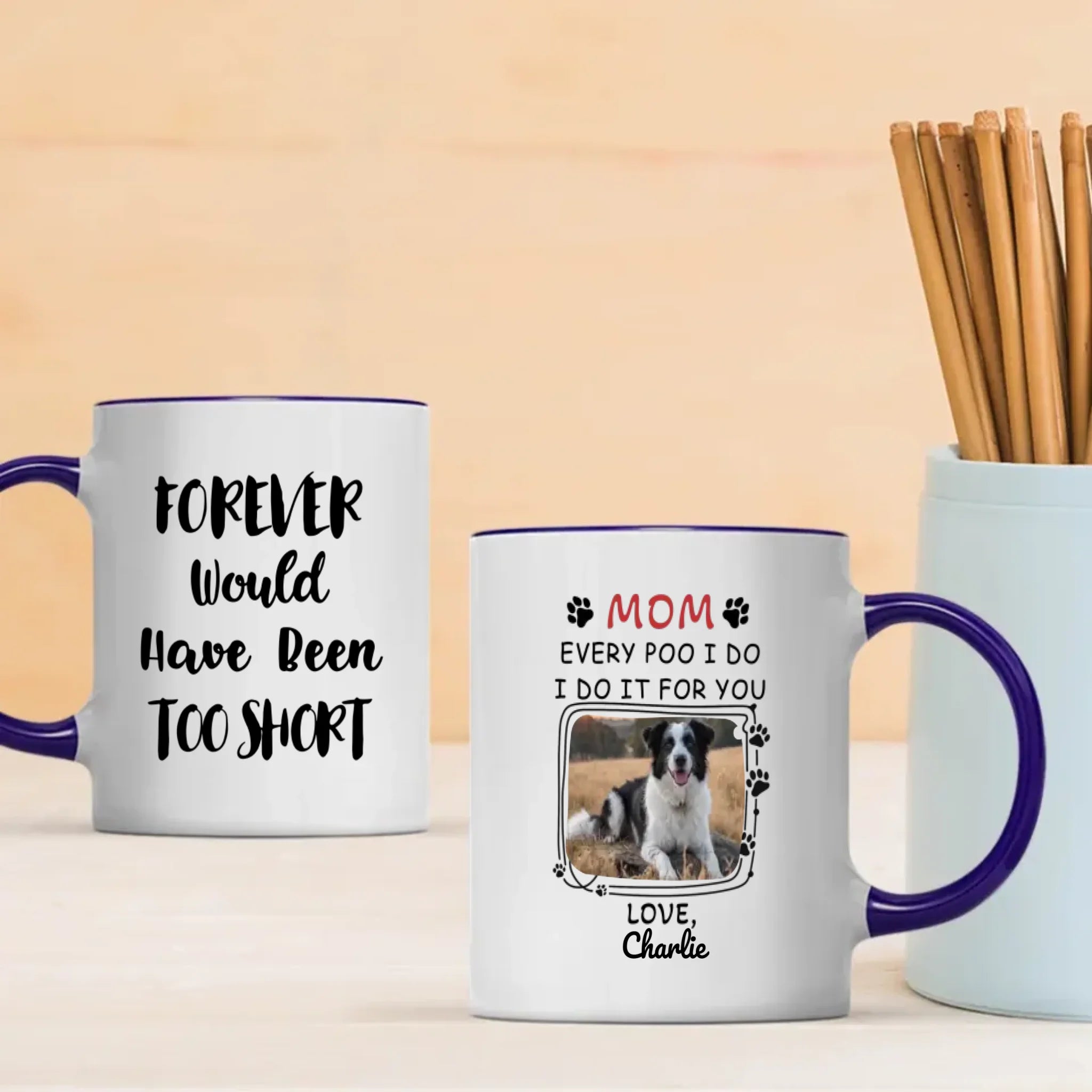 Personalized Dog Mom Mug – Custom Black and White Dog Photo & Name Gift – 89Prints