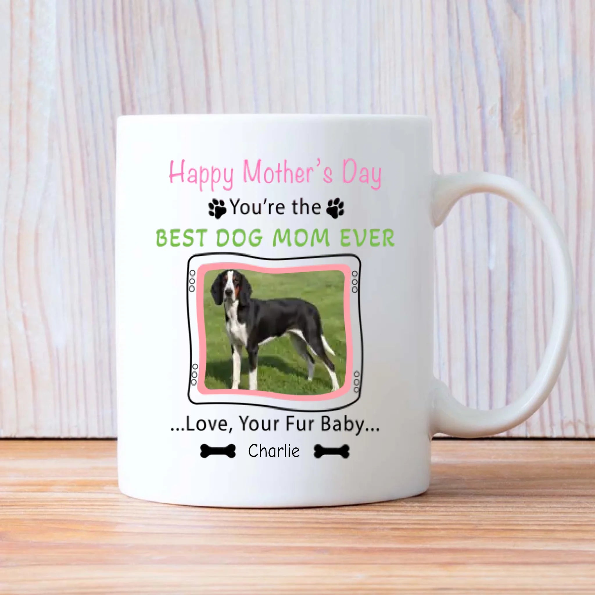 Personalized Dog Mom Mug – Custom White and Black Dog Photo & Name Gift – 89Prints
