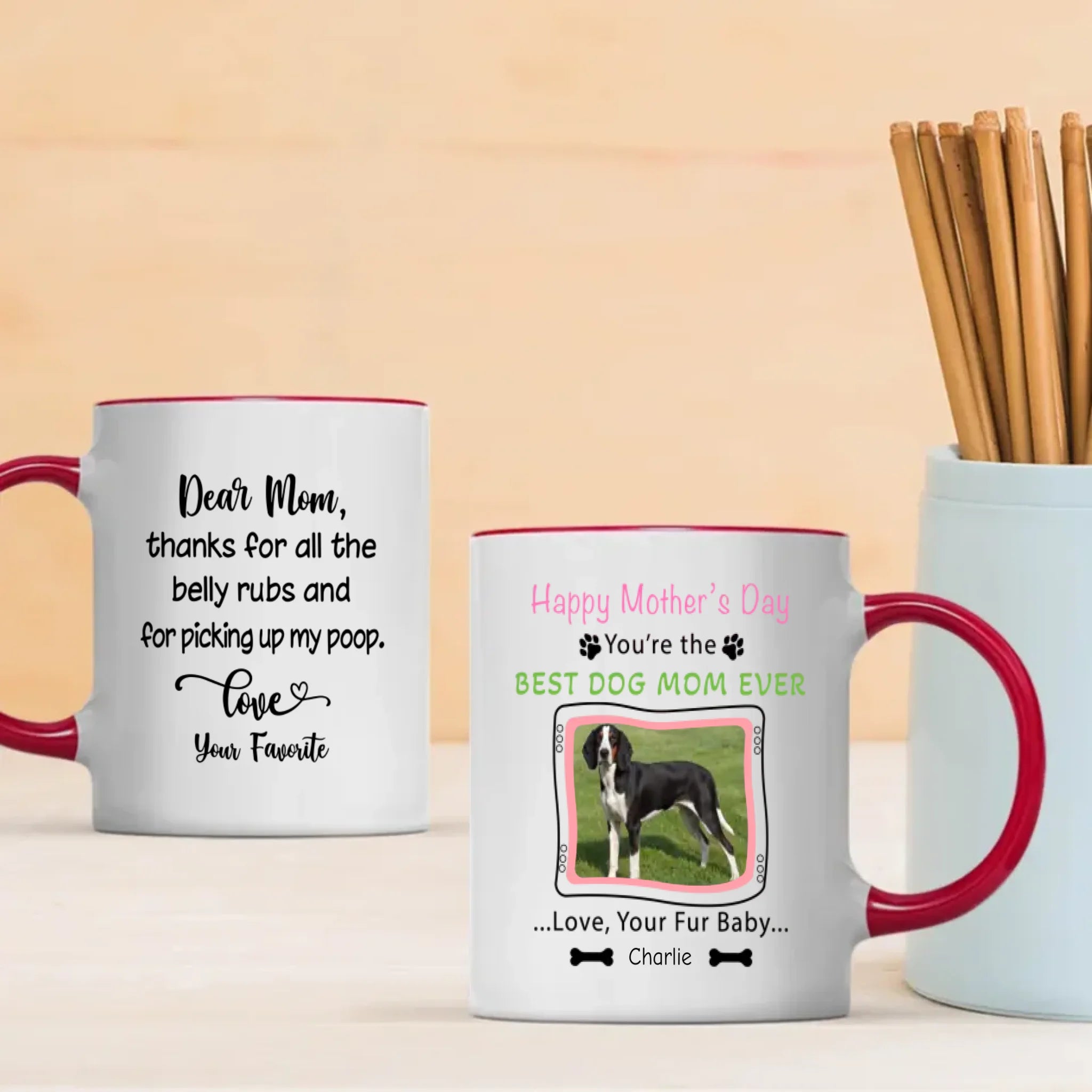 Personalized Dog Mom Mug – Custom White and Black Dog Photo & Name Gift – 89Prints
