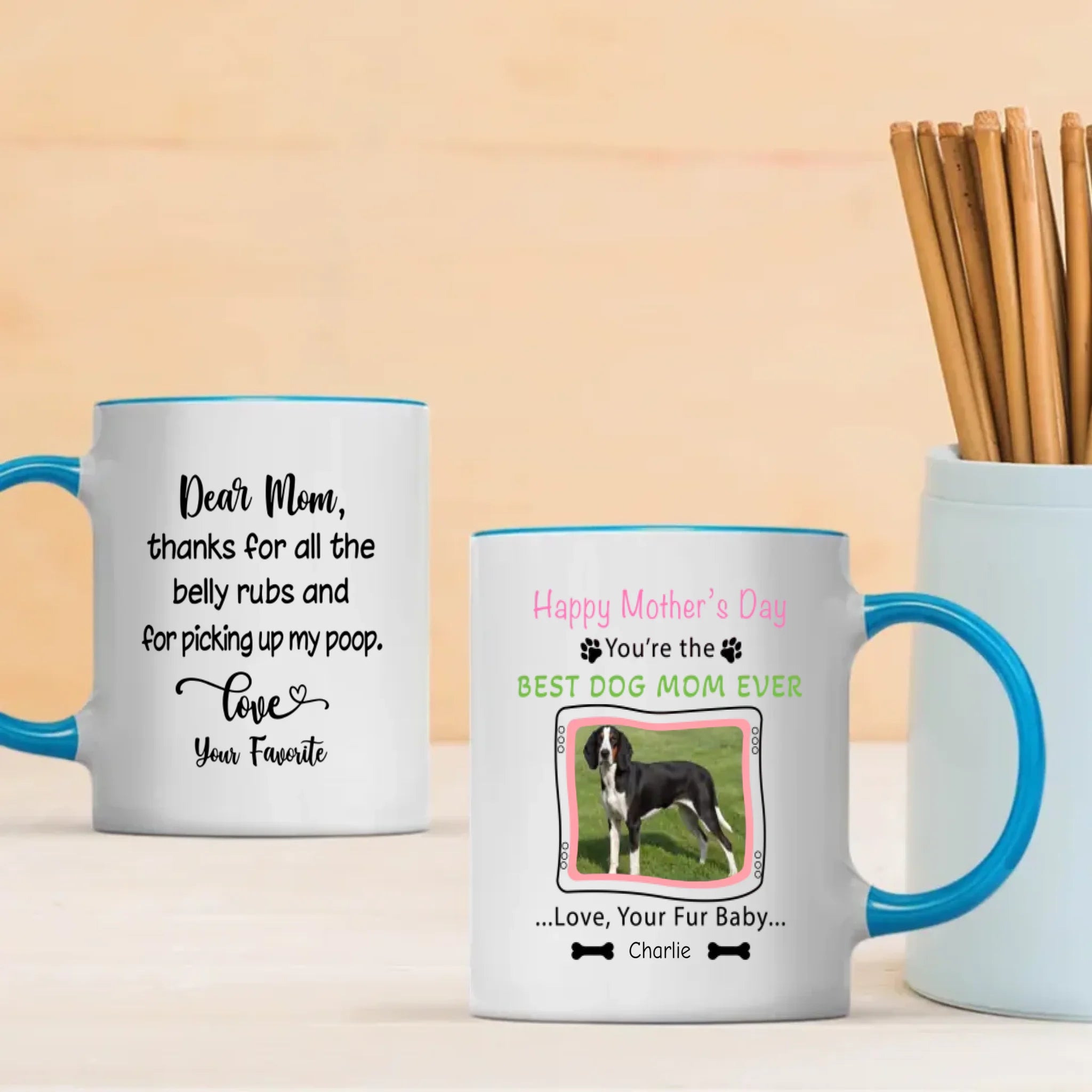Personalized Dog Mom Mug – Custom White and Black Dog Photo & Name Gift – 89Prints