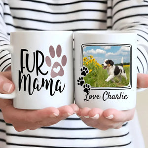 Personalized Black and White Dog Mug – Custom Pet Photo Gift with Flowers & Name – 89Prints